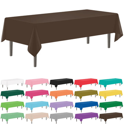 YSYJ 12 Pack Beige 54 x 108 Inch Disposable Plastic Tablecloths Rectangular Table Cloth Plastic Table Cover for Parties
