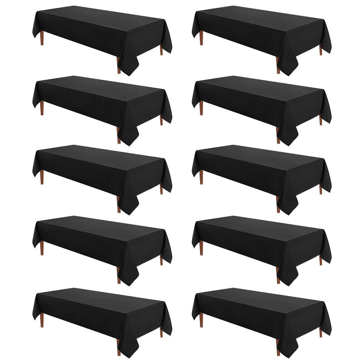VidaFete Classic Series 10 Pack 90 * 132inch Black Rectangle Tablecloth