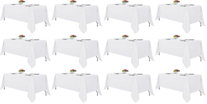 Fitable 6 Pack White Table Cloths 70x120 Inch for 6-8 Ft Rectangle Tables