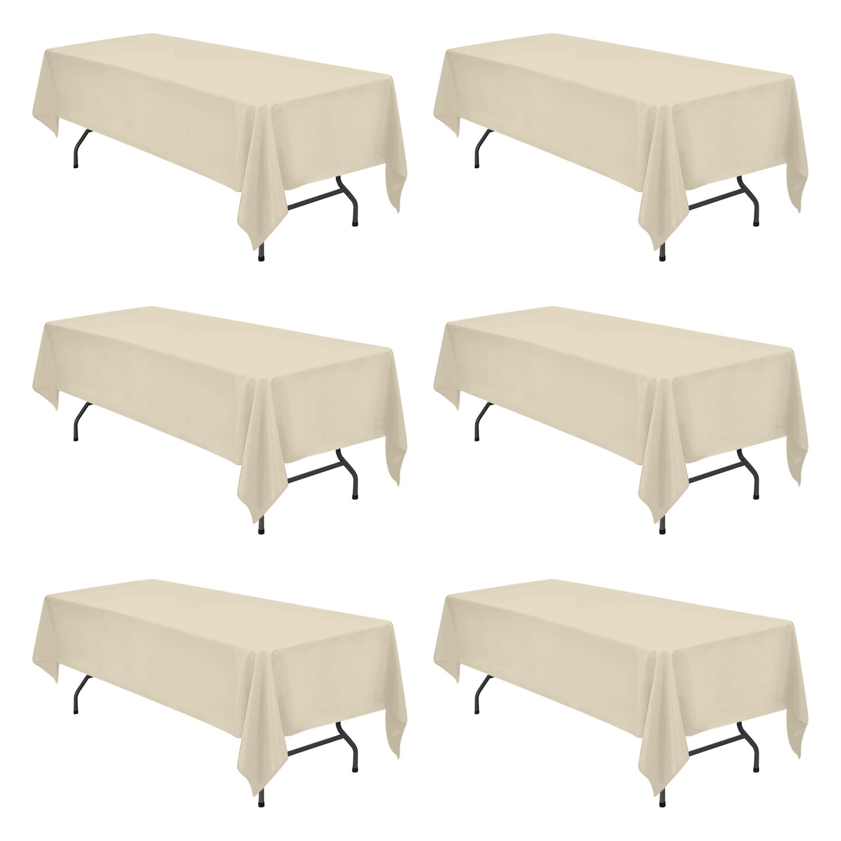BRILLMAX 6 Pack White Tablecloths 60x126 Inch for 8ft Rectangle Tables