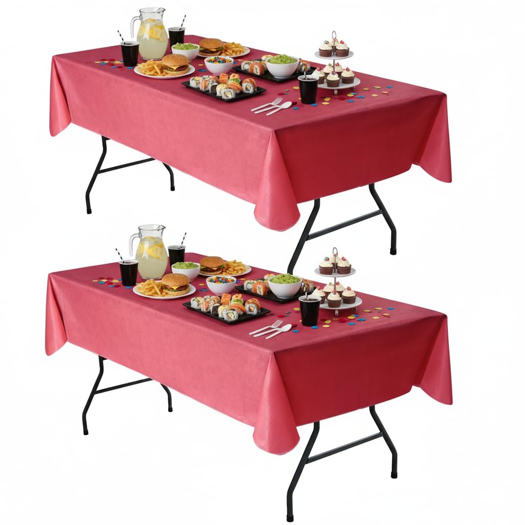 Waterproof Vinyl White Tablecloth With Flannel Backing 2 Pcs 60x120 In