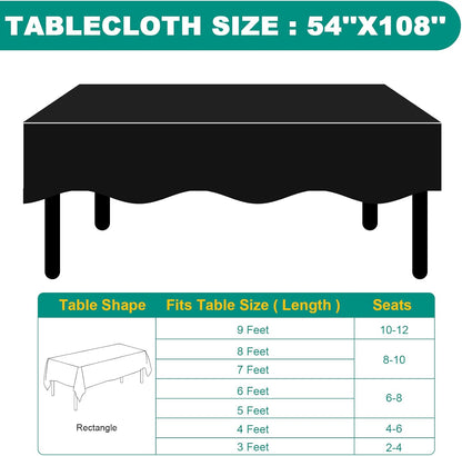 RowinsyDD 30 Pack Black Plastic Tablecloth, Plastic Table Cloths Disposable
