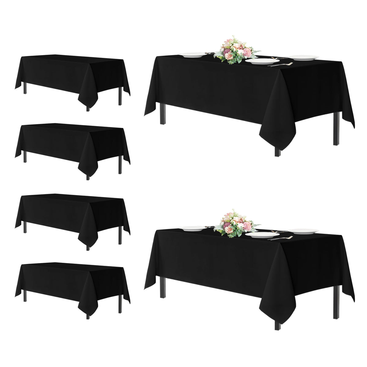 sancua Rectangle Tablecloth, 60 x 102 Inch, Black
