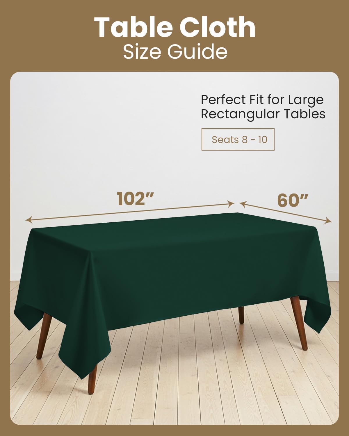Utopia Kitchen Rectangle Table Cloth 2 Pack [60x102 Inches, Hunter Green]