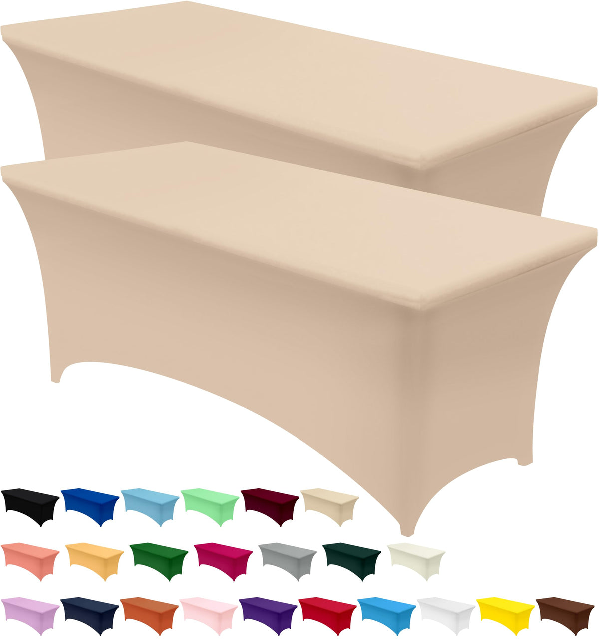 Utopia Kitchen Spandex Table Cloth 2 Pack [4FT, 48Lx30Wx30H Inch, Black]