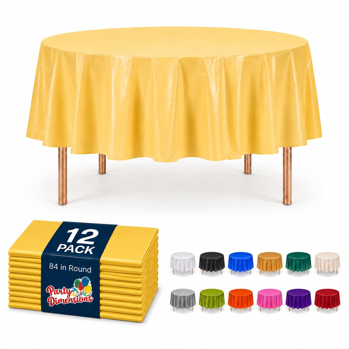 Party Dimensions White Disposable Plastic Tablecloth for Rectangle Tables (12 Pack) Table Cloths for Parties, Events & Weddings, Indoors Outdoors, 54 x 108 inches, Plastic Table Cover