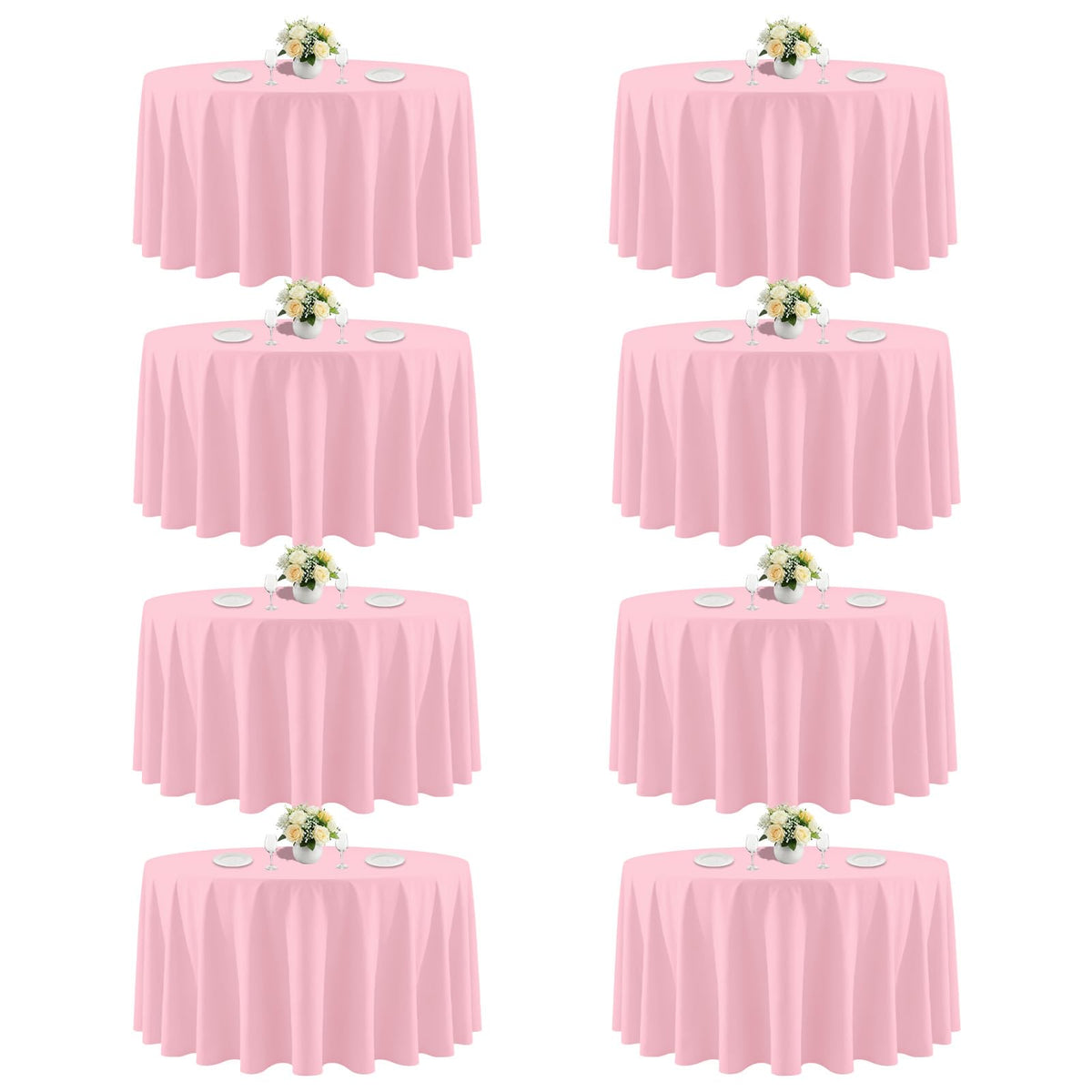 White Rectangle Table Cloth 60 x 102 Inch, 8 Pack