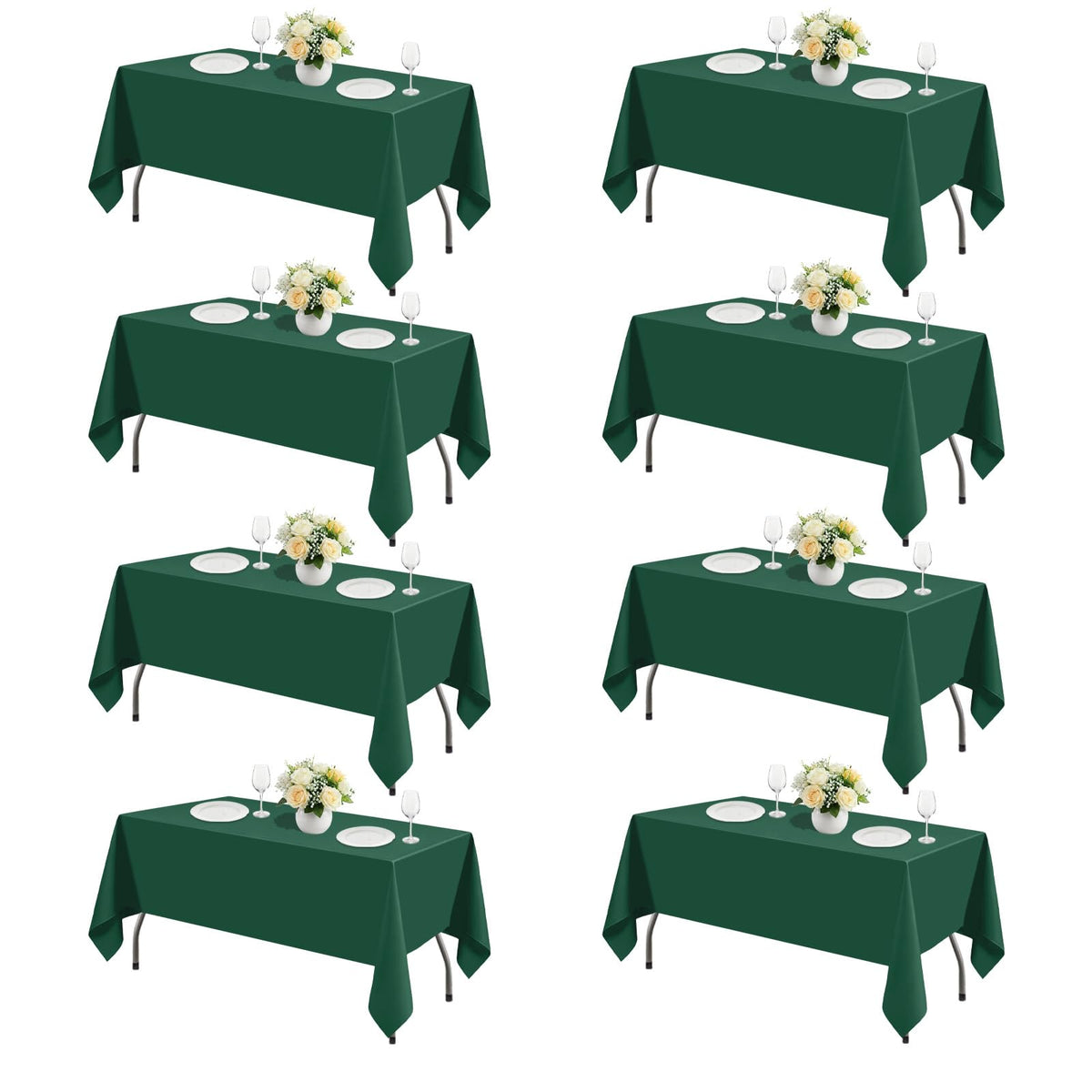 White Rectangle Table Cloth 60 x 102 Inch, 8 Pack