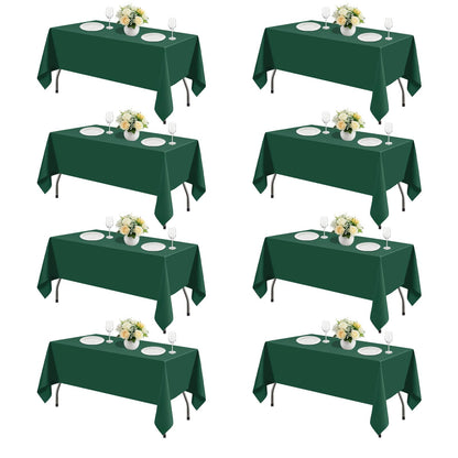 White Rectangle Table Cloth 60 x 102 Inch, 8 Pack
