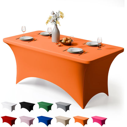 Trlyc 2 Pack 6FT Black Spandex Table Cloth 72 x 30 Inch