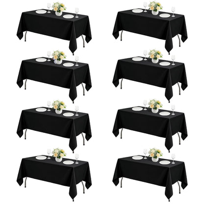 White Rectangle Table Cloth 60 x 102 Inch, 8 Pack