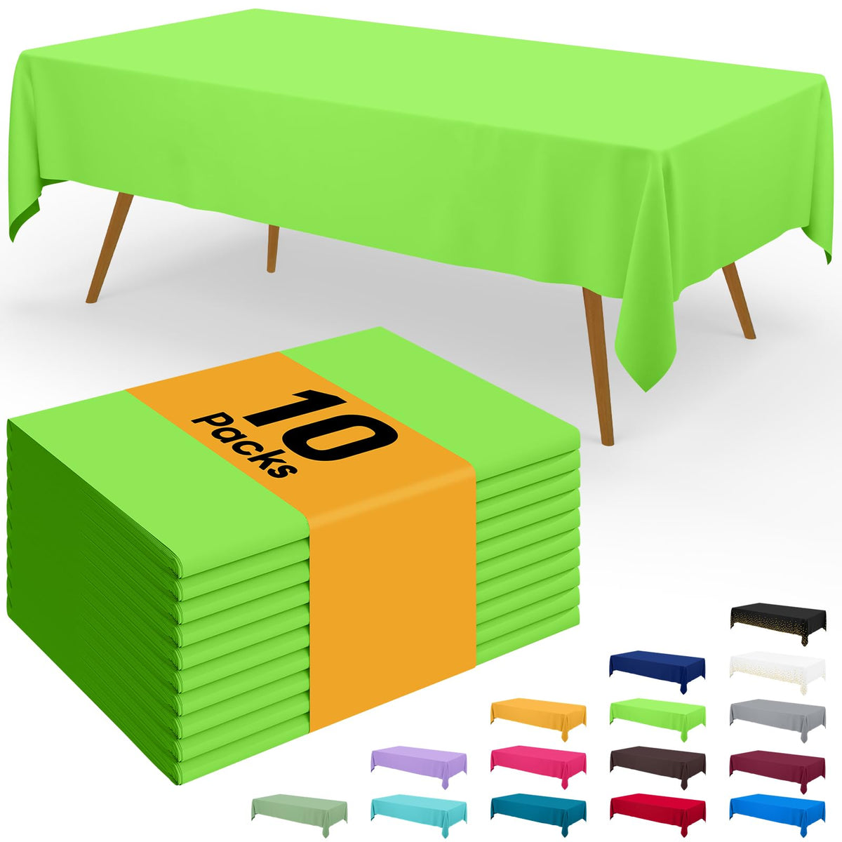 Smiry Plastic Disposable Waterproof Table Cloth - 54 x 108 Inch, 6 Packs