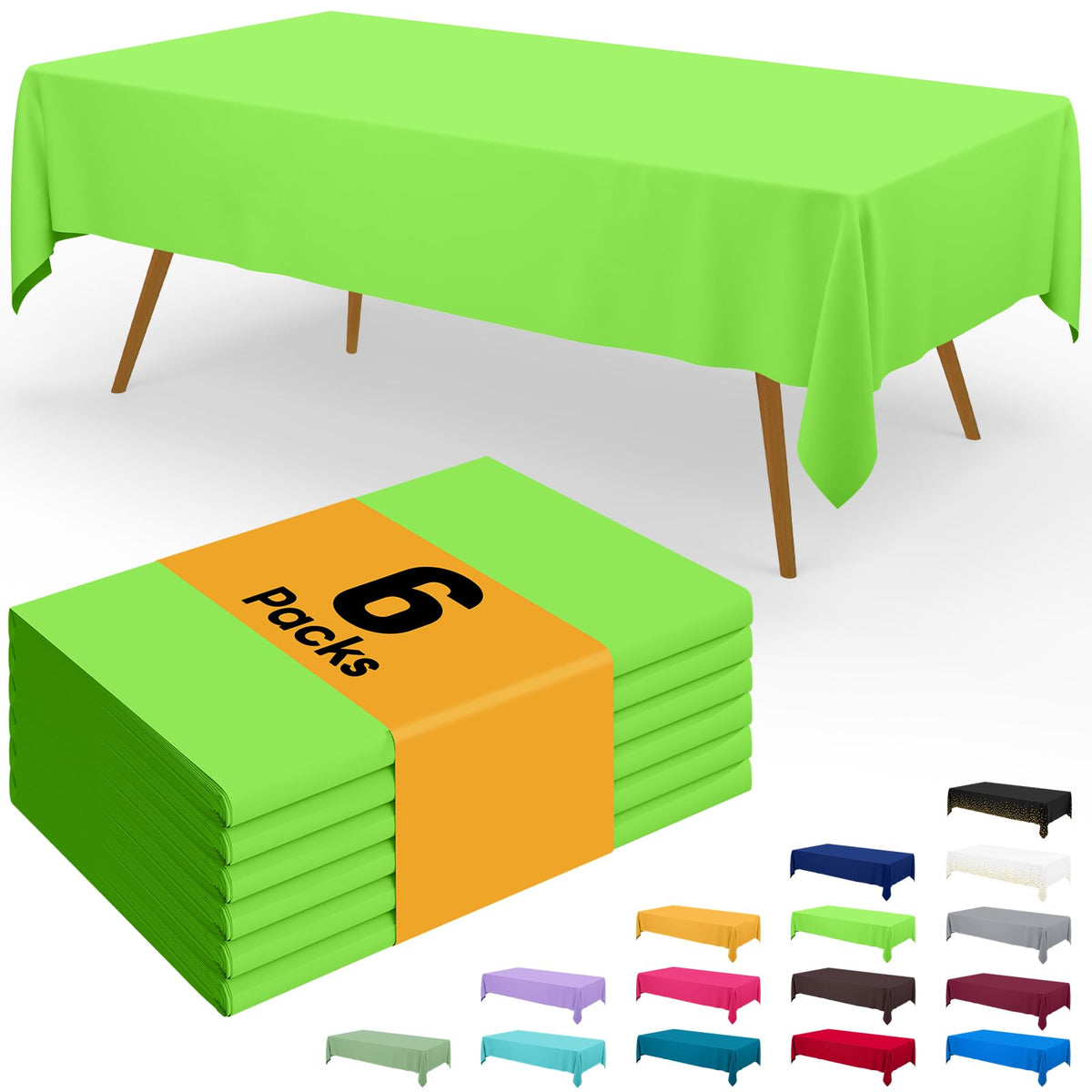 Smiry Plastic Disposable Waterproof Table Cloth - 54 x 108 Inch, 6 Packs