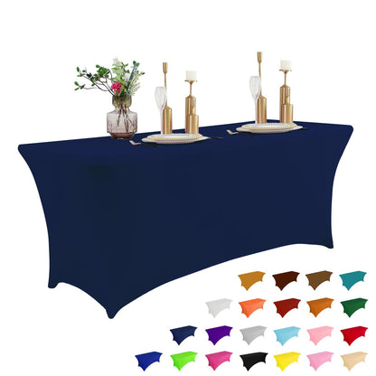 IVAPUPU 2 Pack 6FT Black Table Cloth for Rectangular Spandex Table Cover