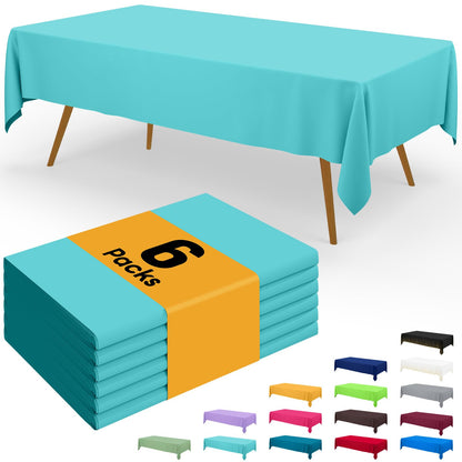 Smiry Plastic Disposable Waterproof Table Cloth - 54 x 108 Inch, 6 Packs
