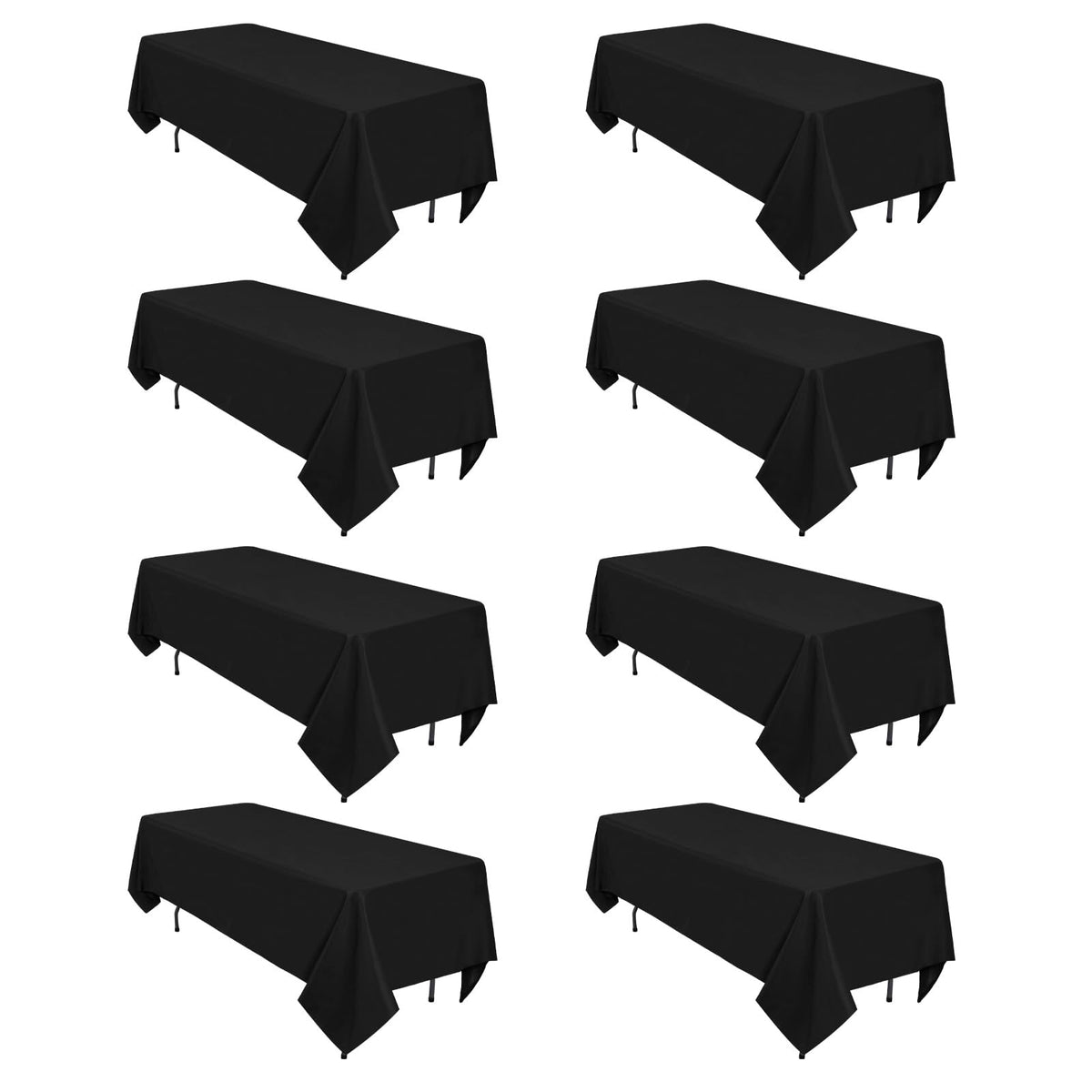 12 Pack Black Tablecloths Rectangle 60 x 102 Inch for 6 Foot Tables