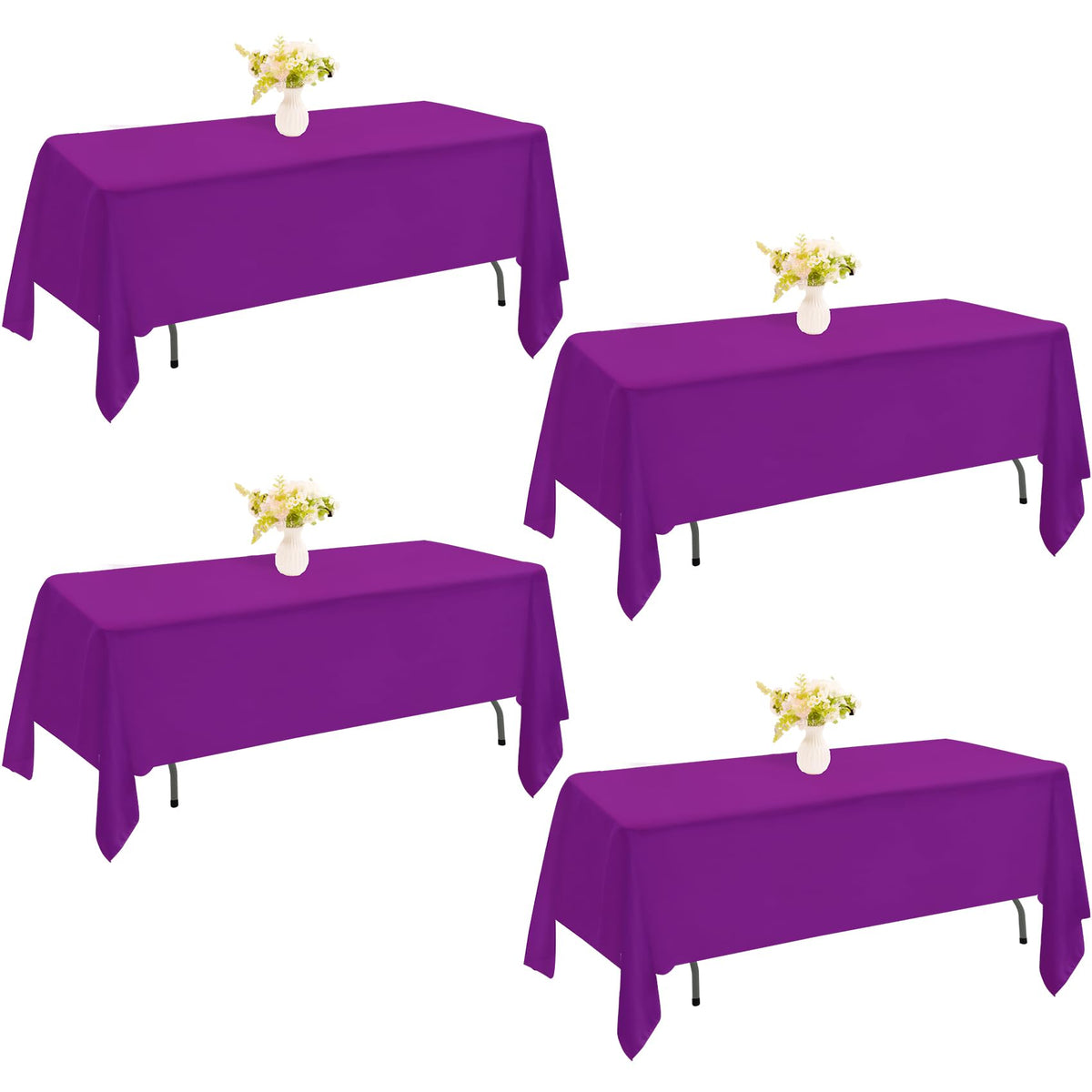 4 Pack Rectangle Tablecloth 60x102 Inch Black Washable Polyester Table Cover for Wedding Dining Table Buffet Parties Banquet Decoration（Black）