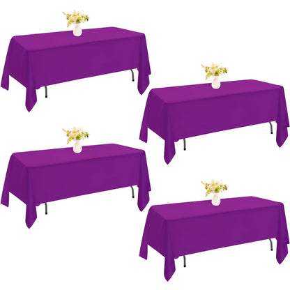 4 Pack Rectangle Tablecloth 60x102 Inch Black Washable Polyester Table Cover for Wedding Dining Table Buffet Parties Banquet Decoration（Black）