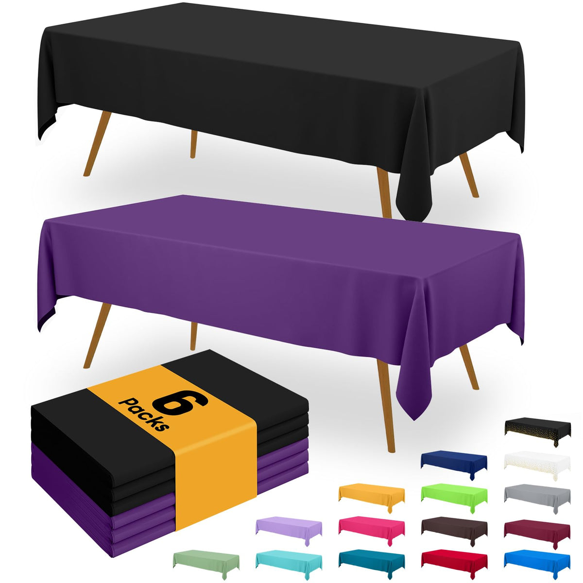 Smiry Plastic Disposable Waterproof Table Cloth - 54 x 108 Inch, 6 Packs