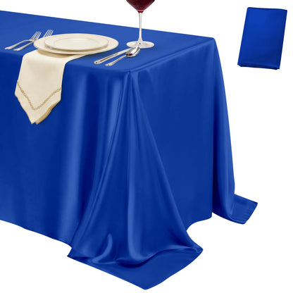 4 Pack Ivory Satin Tablecloth 58 x 102 Inch Overlay Seamless Design