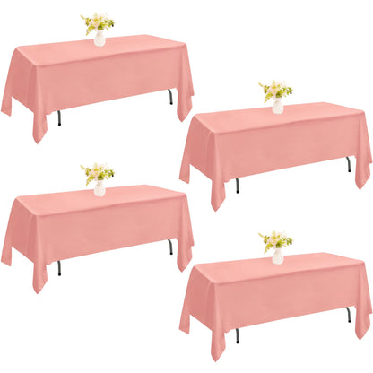 4 Pack Rectangle Tablecloth 60x102 Inch Black Washable Polyester Table Cover for Wedding Dining Table Buffet Parties Banquet Decoration（Black）