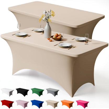 Trlyc 2 Pack 6FT Black Spandex Table Cloth 72 x 30 Inch