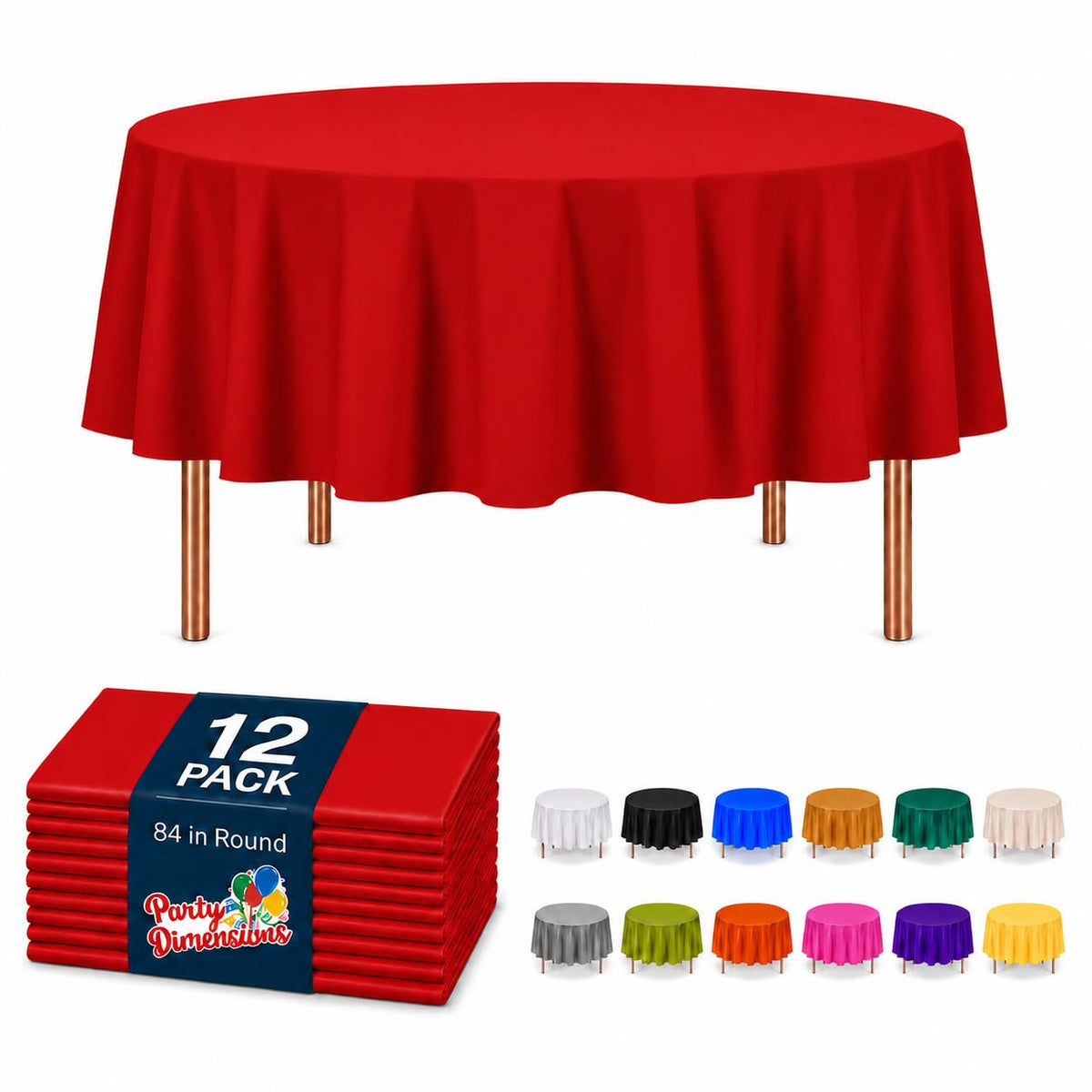 Party Dimensions White Disposable Plastic Tablecloth for Rectangle Tables (12 Pack) Table Cloths for Parties, Events & Weddings, Indoors Outdoors, 54 x 108 inches, Plastic Table Cover
