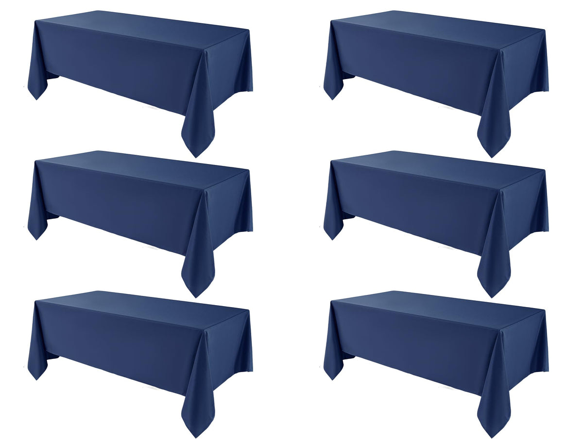 6 Pack Ivory Rectangle Tablecloths 60x120 Inch for 8ft Tables