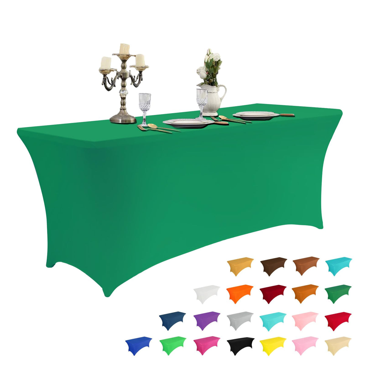 IVAPUPU 2 Pack 6FT Black Table Cloth for Rectangular Spandex Table Cover