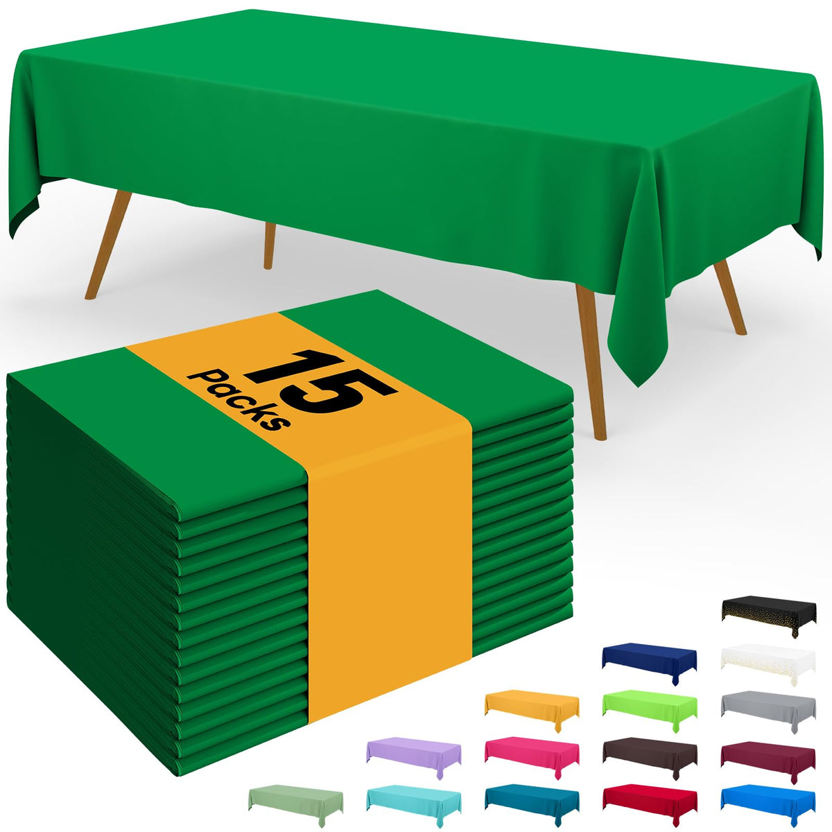 Smiry Plastic Disposable Waterproof Table Cloth - 54 x 108 Inch, 6 Packs