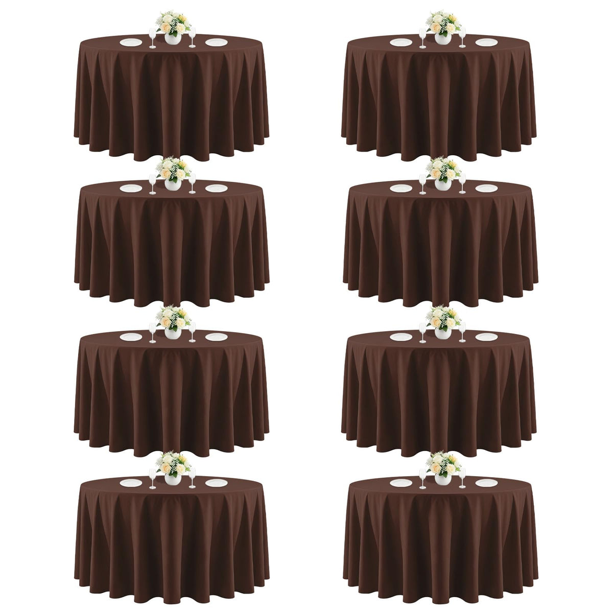 White Rectangle Table Cloth 60 x 102 Inch, 8 Pack