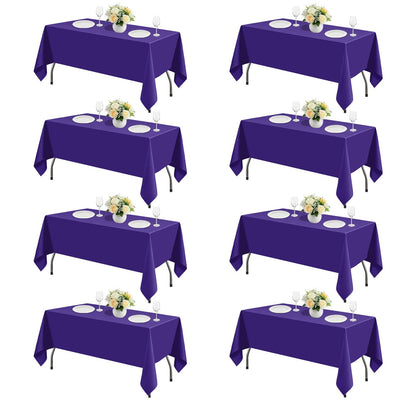 White Rectangle Table Cloth 60 x 102 Inch, 8 Pack