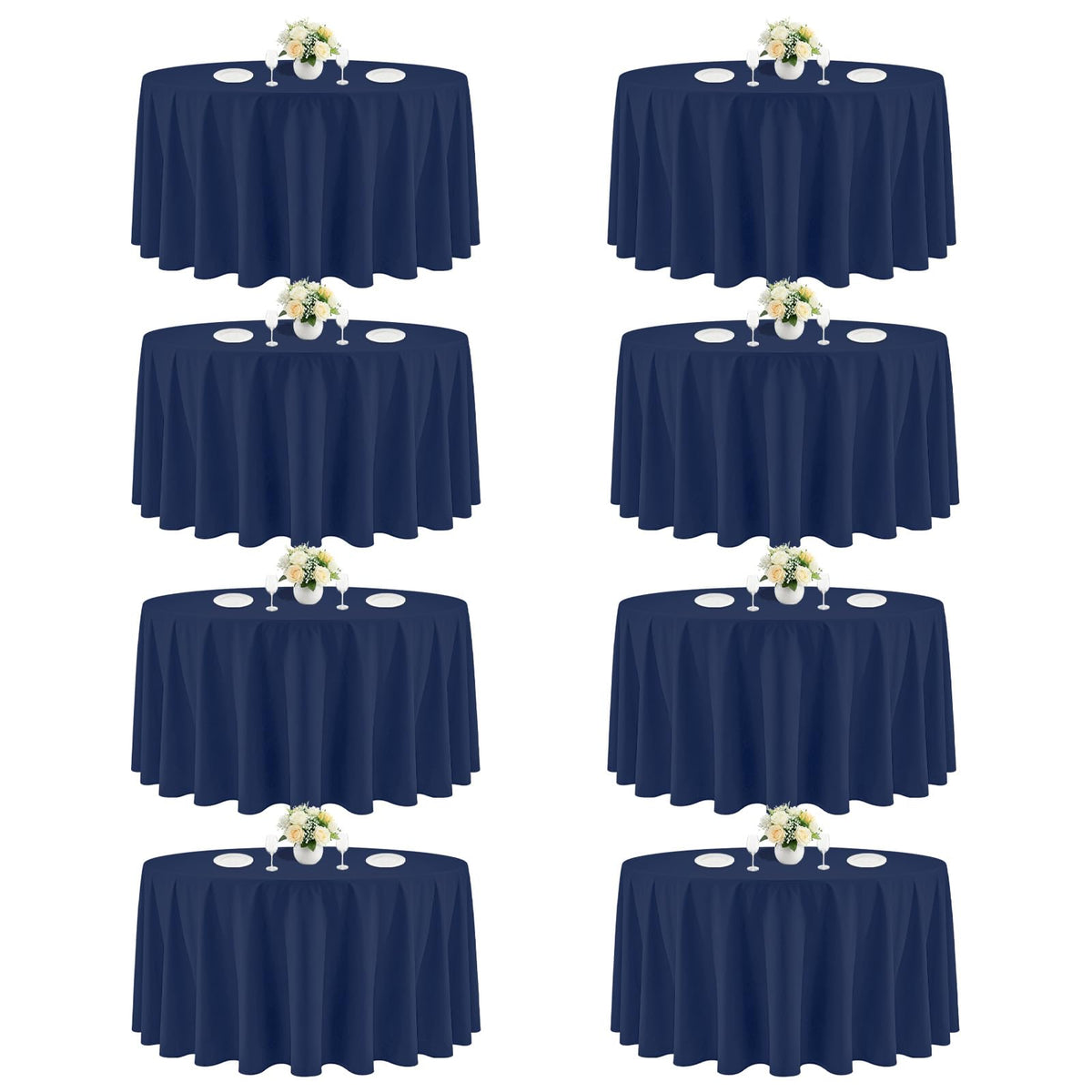 White Rectangle Table Cloth 60 x 102 Inch, 8 Pack