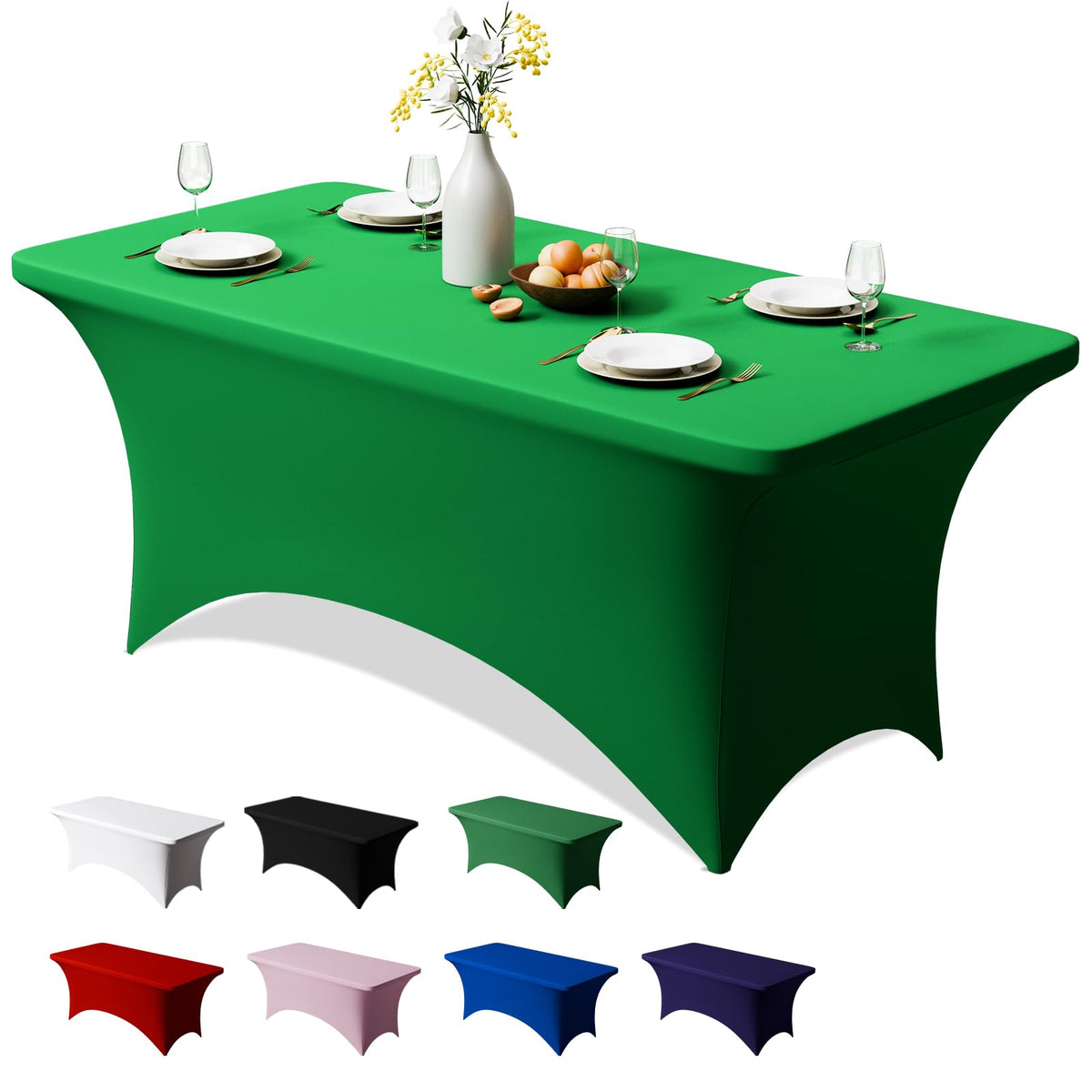 Trlyc 2 Pack 6FT Black Spandex Table Cloth 72 x 30 Inch