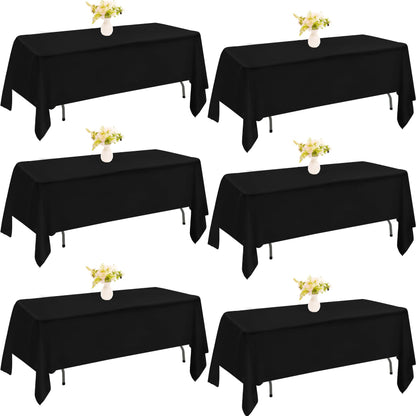4 Pack Rectangle Tablecloth 60x102 Inch Black Washable Polyester Table Cover for Wedding Dining Table Buffet Parties Banquet Decoration（Black）