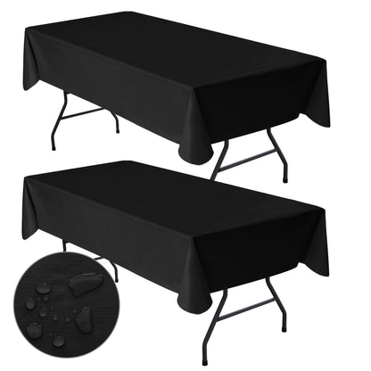 Waterproof Vinyl White Tablecloth With Flannel Backing 2 Pcs 60x120 In
