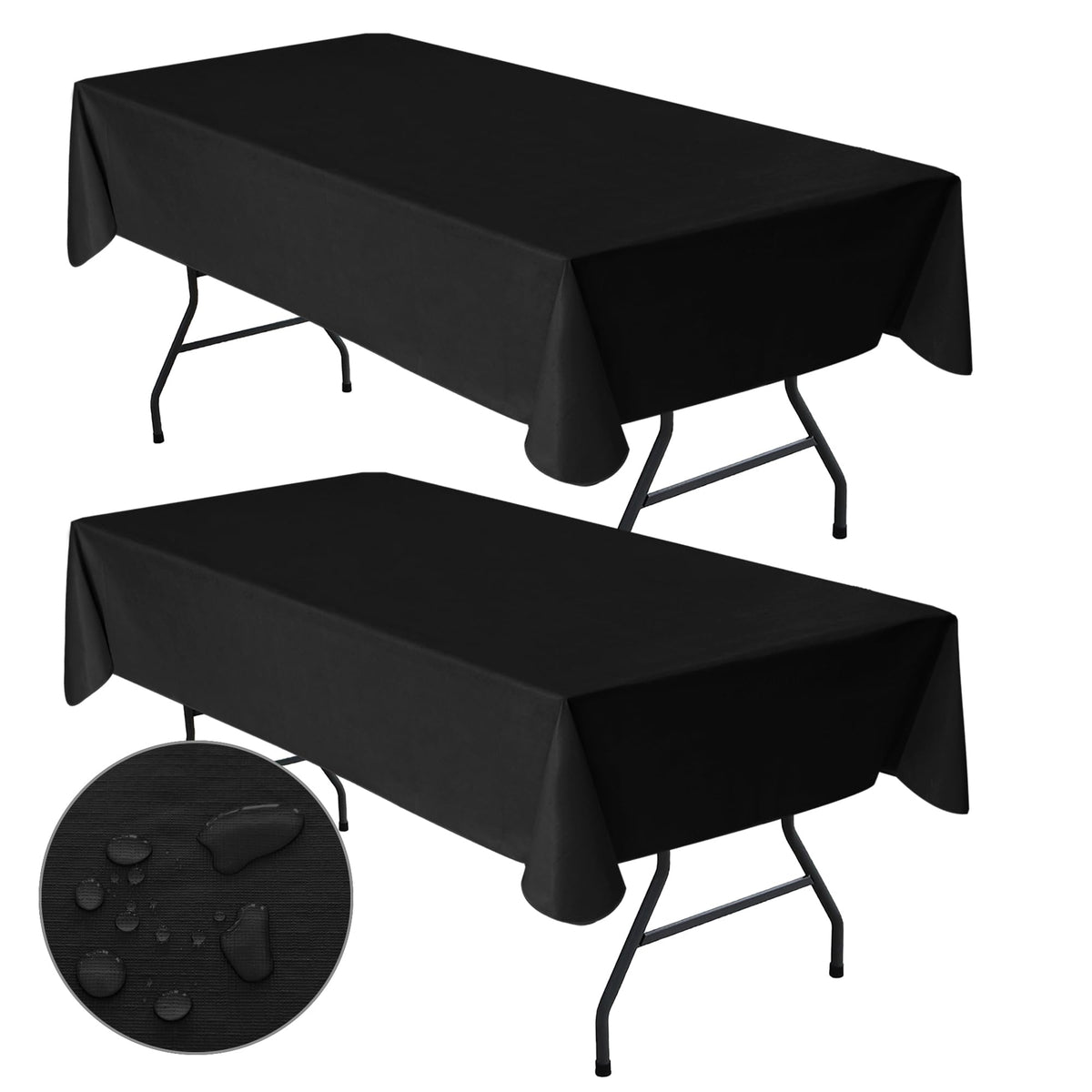 Waterproof Vinyl White Tablecloth With Flannel Backing 2 Pcs 60x120 In