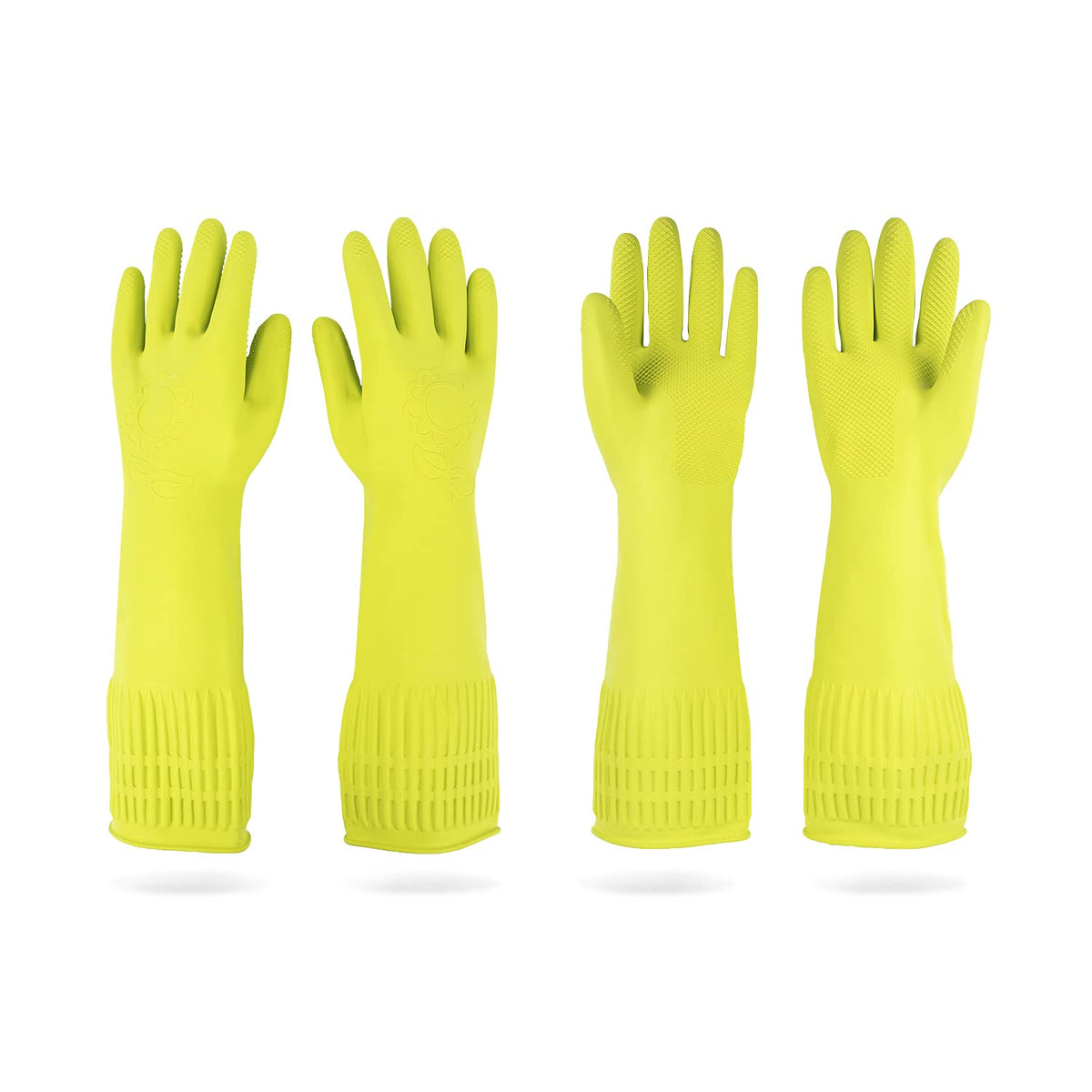 Mamison Rubber Dishwashing Gloves, Non-Slip Kitchen, Pink Medium, 2 Pairs