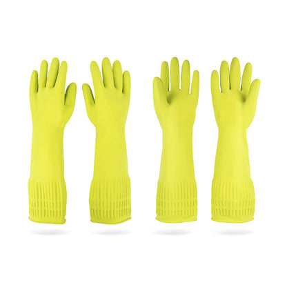Mamison Rubber Dishwashing Gloves, Non-Slip Kitchen, Pink Medium, 2 Pairs