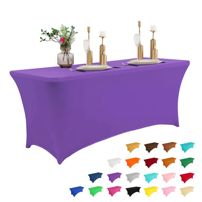 IVAPUPU 2 Pack 6FT Black Table Cloth for Rectangular Spandex Table Cover