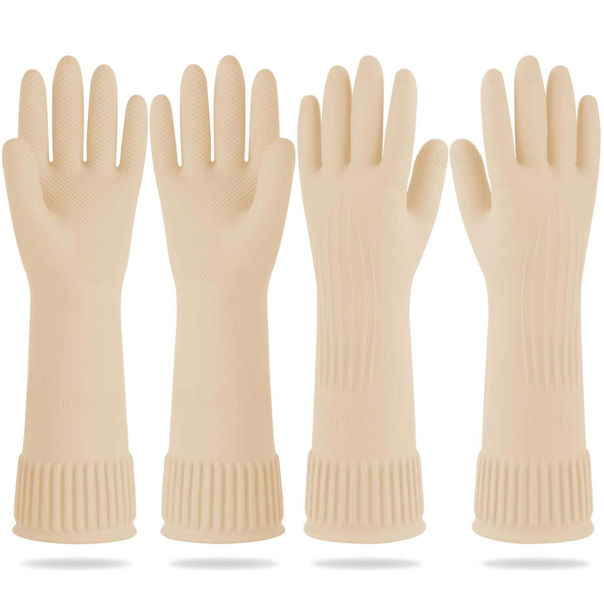 Mamison Rubber Dishwashing Gloves, Non-Slip Kitchen, Pink Medium, 2 Pairs