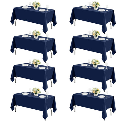 White Rectangle Table Cloth 60 x 102 Inch, 8 Pack