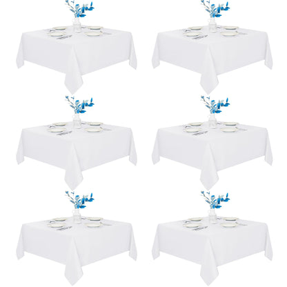 Fitable 6 Pack White Table Cloths 70x120 Inch for 6-8 Ft Rectangle Tables