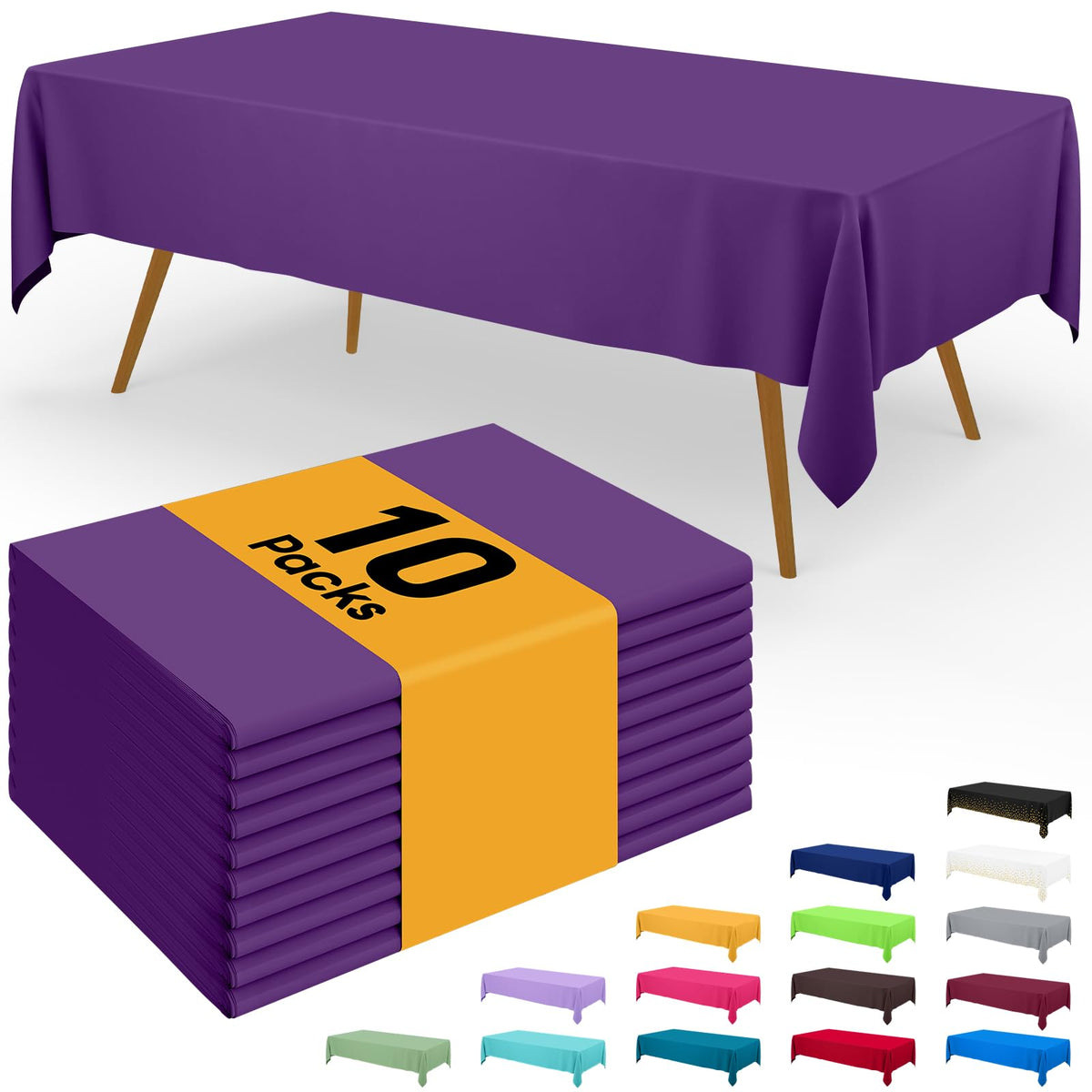 Smiry Plastic Disposable Waterproof Table Cloth - 54 x 108 Inch, 6 Packs