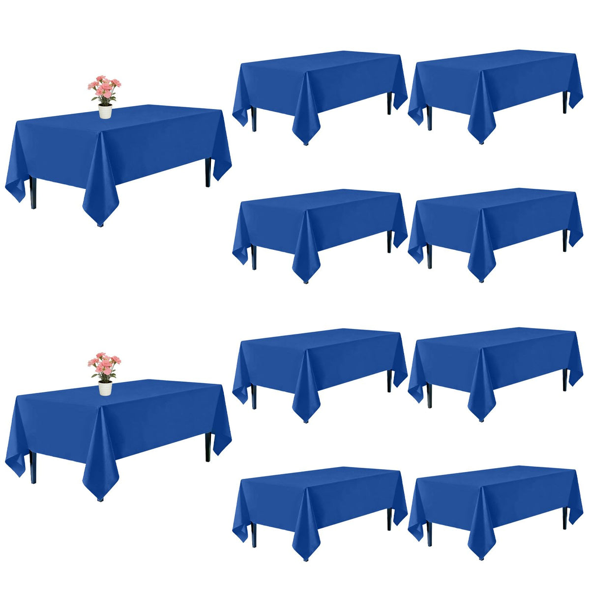 10 Pack Black Tablecloths 60 x 102 Inch for 6 Foot Rectangle Tables