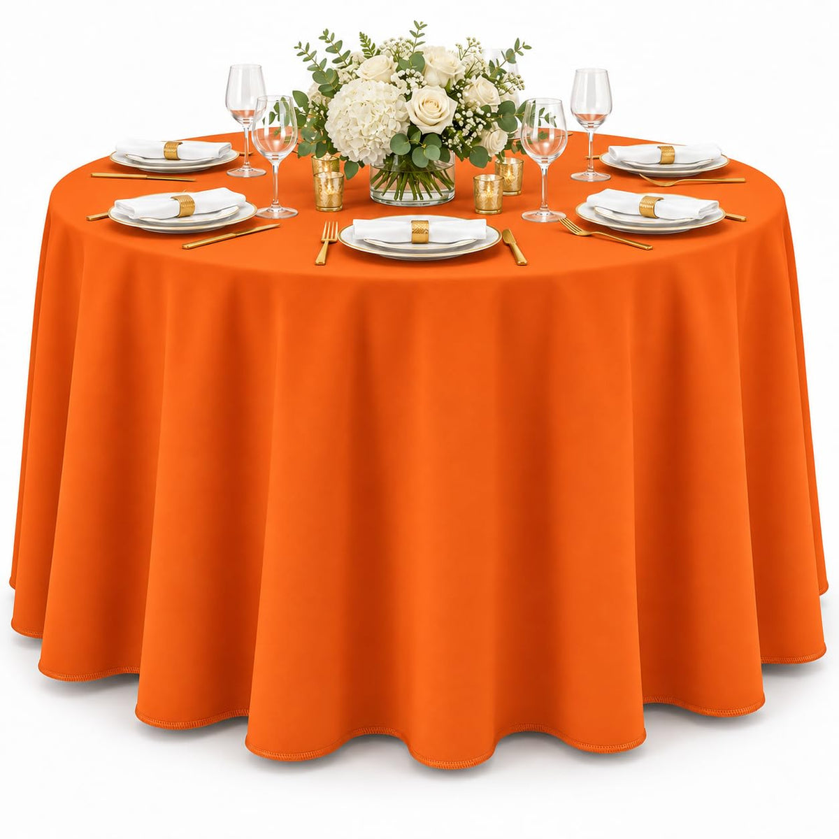 AK TRADING CO. 60 x 102-Inch Rectangular Polyester Tablecloth - Made in USA - Wrinkle-Resistant, Flame Retardant, Durable Party Table Cover, Banquet Tablecloth, Wedding Table Cover - Orange