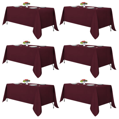 Fitable 6 Pack White Table Cloths 70x120 Inch for 6-8 Ft Rectangle Tables