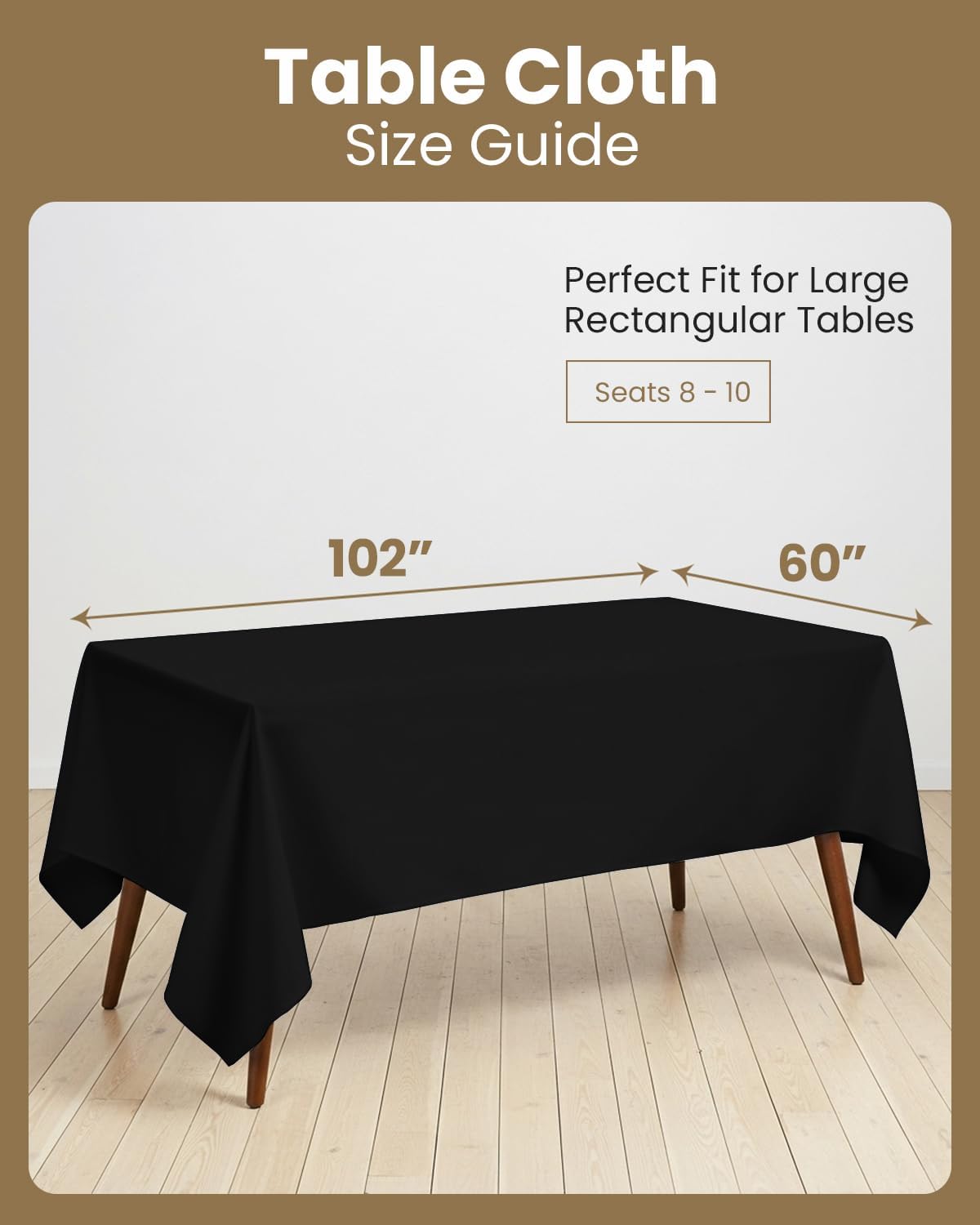 Utopia Kitchen Rectangle Table Cloth 2 Pack [60x102 Inches, Black]