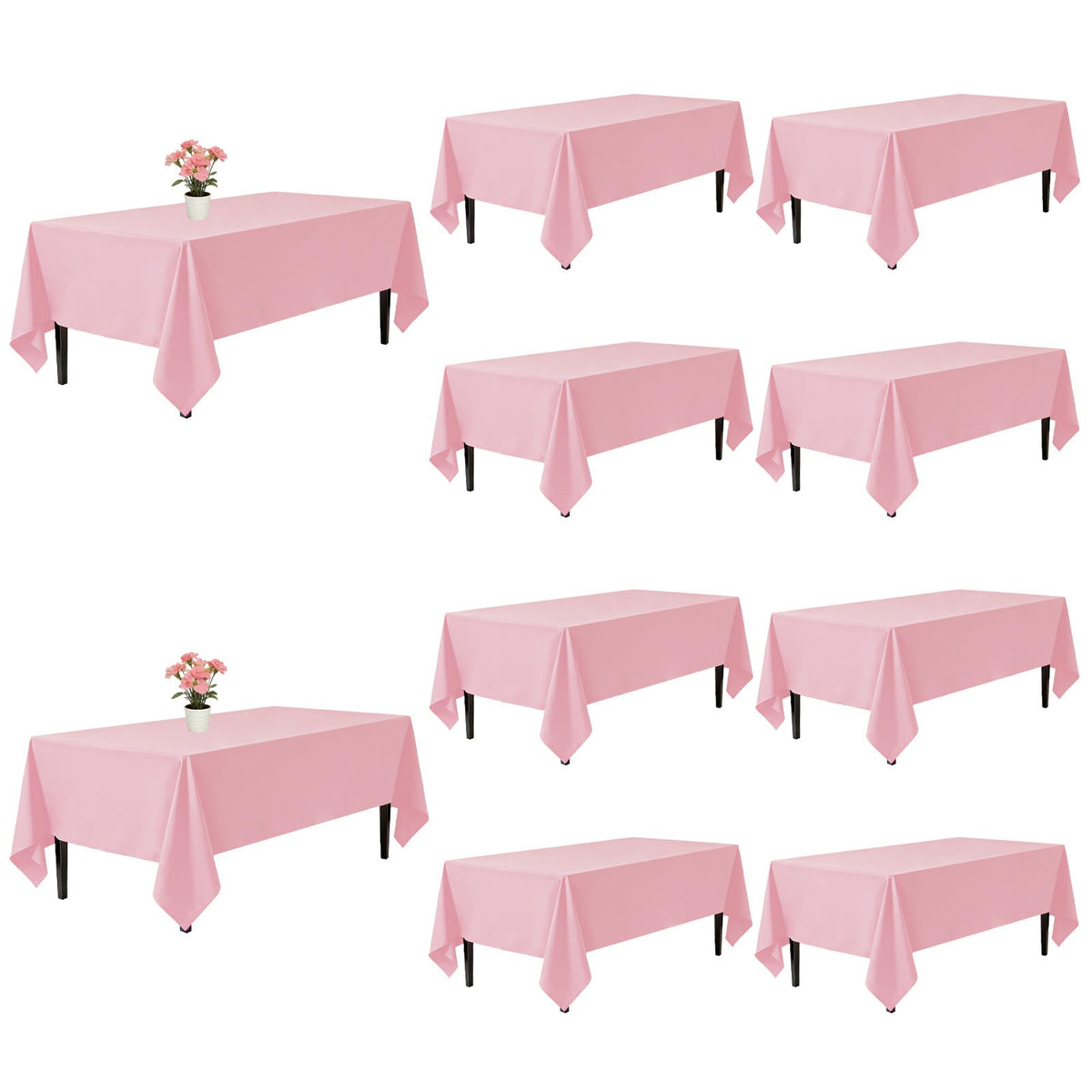 10 Pack Black Tablecloths 60 x 102 Inch for 6 Foot Rectangle Tables