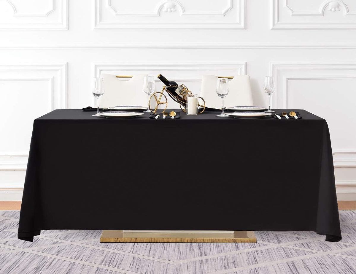 Surmente 90x156 Inch Black Tablecloth for 8 Foot Rectangle Tables